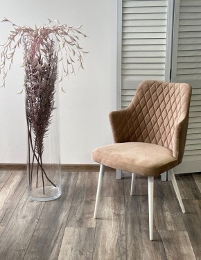 Стул HERMAN 360 град. БЕЖЕВЫЙ #5, велюр / белый каркас М-City в Пуровске - purovsk.ok-mebel.com | фото 3