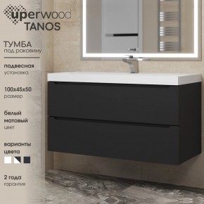 Тумба под раковину Uperwood Tanos 100 см, подвесная, черная матовая в Пуровске - purovsk.ok-mebel.com | фото 3