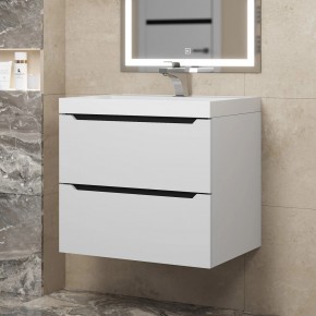 Тумба под раковину Uperwood Tanos 60 см, подвесная, белая/графит в Пуровске - purovsk.ok-mebel.com | фото
