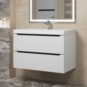 Тумба под раковину Uperwood Tanos 80 см, подвесная, белая/графит в Пуровске - purovsk.ok-mebel.com | фото