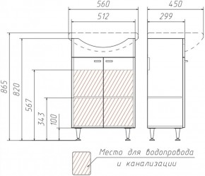 Тумба под умывальник Уют 55 Классик без ящика АЙСБЕРГ (DA1018T) в Пуровске - purovsk.ok-mebel.com | фото 3
